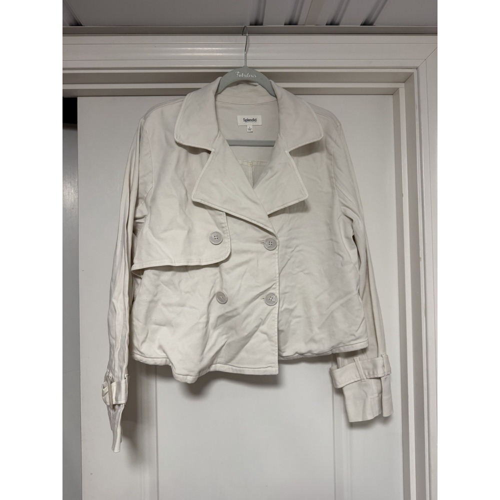 Splendid Portia Jacket, cream-colored cropped trench, Women's Size Large